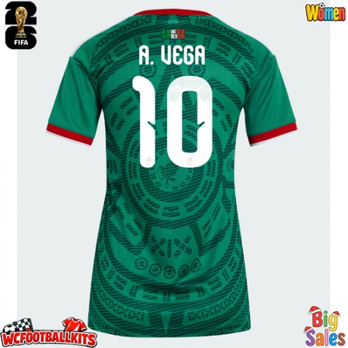 Mexico Alexis Vega #10 Replica Home Stadium Shirt for Women World Cup 2026 Short Sleeve